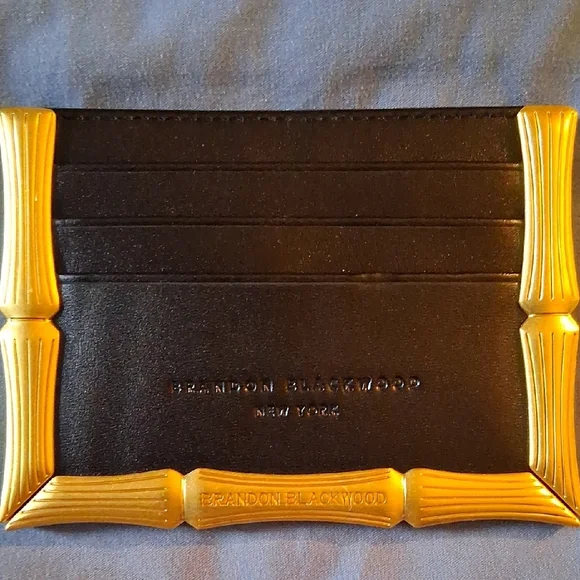 Brandon Blackwood Black Card Holder with Gold Trim - Picture 3 of 9